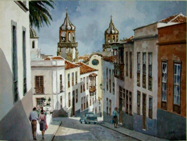 Malarstwo zatytułowany „"La Orotava, Teneri…” autorstwa Rafael Gurrea Sánchez, Oryginalna praca, Akwarela