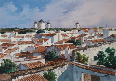 Картина под названием ""La Mancha", obra d…" - Rafael Gurrea Sánchez, Подлинное произведение искусства, Акварель