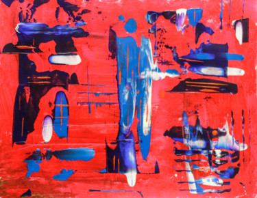 Painting titled "Red, blue, white" by Rafael Ayala, Original Artwork, Acrylic