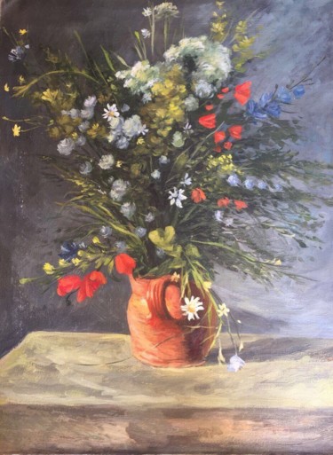 Painting titled "Field flowers" by Constantine, Original Artwork, Oil