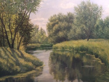 Painting titled "Quiet river" by Constantine, Original Artwork, Oil