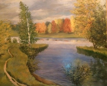 Painting titled "Early autumn by the…" by Constantine, Original Artwork, Oil
