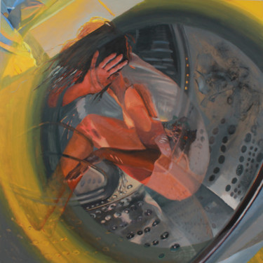 Painting titled "The Washing Machine…" by Rafał Labijak, Original Artwork, Oil
