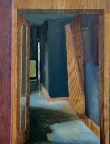 Painting titled "Blue interior" by Rafał Labijak, Original Artwork, Oil