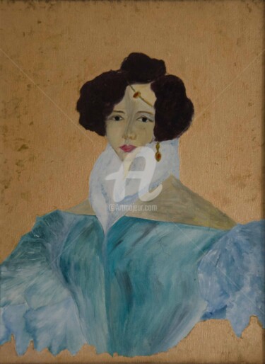Pittura intitolato "La dama sognante" da Raffaela Quaiotti, Opera d'arte originale, Olio