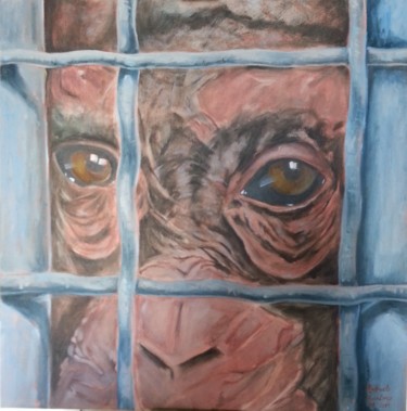 Painting titled "scimpanze-in-gabbia…" by Raffaele, Original Artwork, Oil