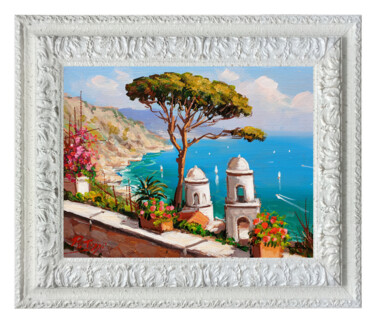 Painting titled "Ravello viewpoint I…" by Raffaele Tozzi, Original Artwork, Oil Mounted on Other rigid panel