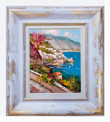 Painting titled "Amalfi belvedere It…" by Raffaele Tozzi, Original Artwork, Oil Mounted on Other rigid panel
