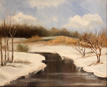 Painting titled "fiume d'inverno" by Raffaele Tango, Original Artwork