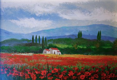 Painting titled "campo-di-papaveri.j…" by Raffaele Tango, Original Artwork