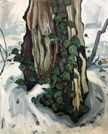 Pintura intitulada "''Winter landscape''" por Raffi Ghazaryan, Obras de arte originais, Óleo Montado em Armação em madeira