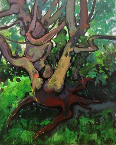 Painting titled "''The tree''" by Raffi Ghazaryan, Original Artwork, Acrylic Mounted on Wood Stretcher frame