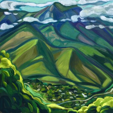 Картина под названием ""Mountains''." - Raffi Ghazaryan, Подлинное произведение искусства, Масло Установлен на Деревянная ра…
