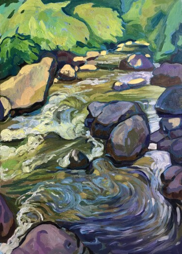 Painting titled "''River''" by Raffi Ghazaryan, Original Artwork, Oil