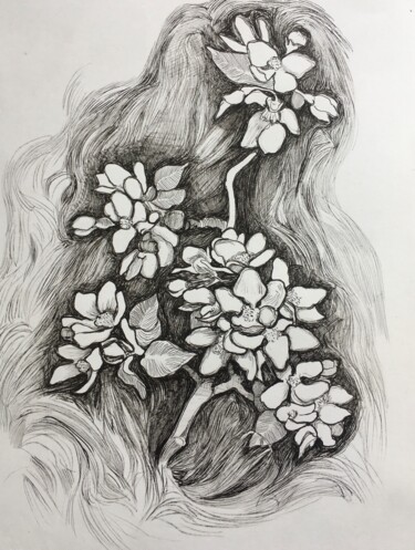 Рисунок под названием ""Spring''2" - Raffi Ghazaryan, Подлинное произведение искусства, Гелевая ручка