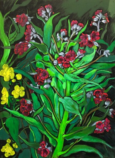 Painting titled "''Flowers''" by Raffi Ghazaryan, Original Artwork, Acrylic