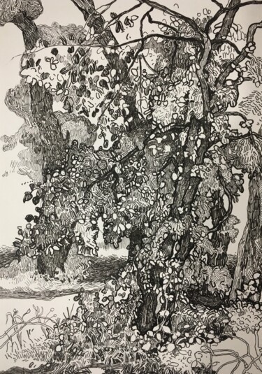 Disegno intitolato "''Landscape'''" da Raffi Ghazaryan, Opera d'arte originale, Penna gel