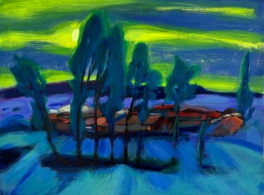 Pintura intitulada "''Moonlight night''" por Raffi Ghazaryan, Obras de arte originais, Acrílico Montado em Cartão