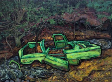 Pittura intitolato "''Abandoned car'' 2" da Raffi Ghazaryan, Opera d'arte originale, Olio Montato su Telaio per barella in l…