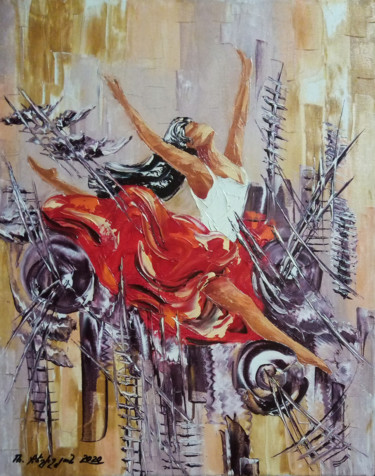 Painting titled "Ecstasy series-4 (4…" by Raffik Qeshishyan, Original Artwork, Oil Mounted on Wood Stretcher frame