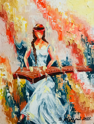 Pintura titulada "Musician (30x40cm,…" por Raffik Qeshishyan, Obra de arte original, Oleo Montado en Bastidor de camilla de…
