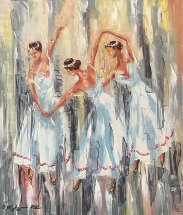 Pintura titulada "Dancers (60x70cm, o…" por Raffik Qeshishyan, Obra de arte original, Oleo Montado en Bastidor de camilla de…