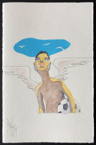Schilderij getiteld "Habana Angel 1" door Raffu, Origineel Kunstwerk, Aquarel