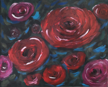 Malerei mit dem Titel "Acryl Kunst Blumen" von Rafiart, Original-Kunstwerk, Acryl