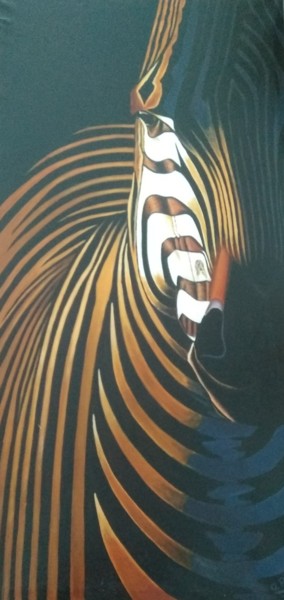 Pintura titulada "Le zèbre" por G. Rafiou (Nom D'Artiste), Obra de arte original, Oleo Montado en Bastidor de camilla de mad…