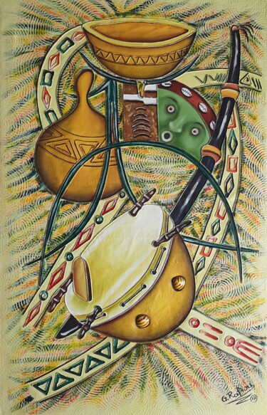 Peinture intitulée "Le griot" par G. Rafiou (Nom D'Artiste), Œuvre d'art originale, Acrylique