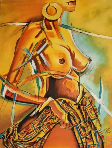 Peinture intitulée "La femme africaine" par G. Rafiou (Nom D'Artiste), Œuvre d'art originale, Collages