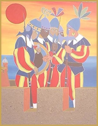 Pittura intitolato "guardie cubane" da Rafox, Opera d'arte originale, Olio