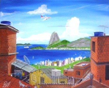 Peinture intitulée "Favela Arte" par Ricardo Alves Ferreira Raf, Œuvre d'art originale, Huile