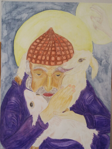 Painting titled "Holy Spyridon, cont…" by Agnia Werbitzky, Original Artwork, Watercolor