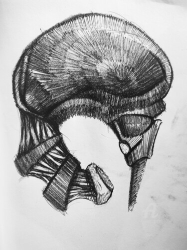 Σχέδιο με τίτλο "Microbial sketch 422" από Rahel Tarik, Αυθεντικά έργα τέχνης, Κάρβουνο
