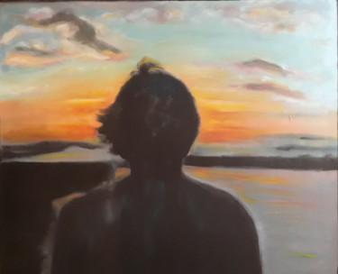 Peinture intitulée "Coucher de soleil" par Mona Louise, Œuvre d'art originale, Huile