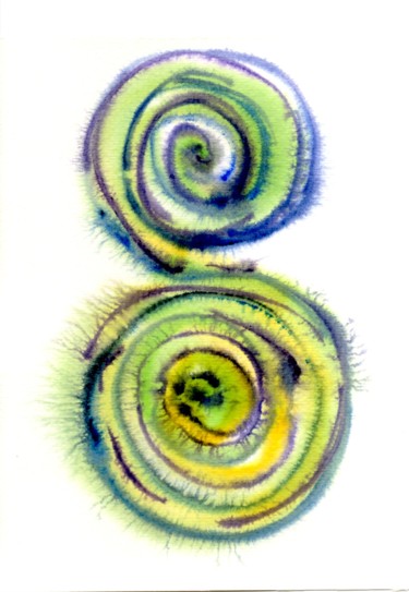 Peinture intitulée "Spirale vertel umie…" par Rahsan, Œuvre d'art originale, Aquarelle