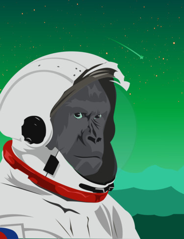 Digital Arts titled "Space chimp" by Rahul Bhagat, Original Artwork, 2D Digital Work