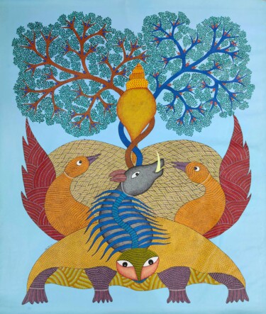 Malerei mit dem Titel "Tree Of Life 5" von Rahul Shyam, Original-Kunstwerk, Acryl