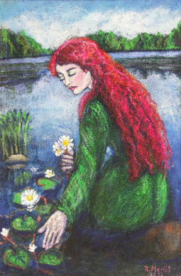 Peinture intitulée "Summer Girl" par Raija Merilä, Œuvre d'art originale, Huile