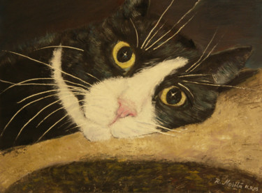 Peinture intitulée "Sissi Cat 2" par Raija Merilä, Œuvre d'art originale, Huile