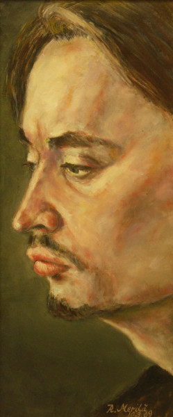 Painting titled "Portrait of Tapio" by Raija Merilä, Original Artwork, Oil