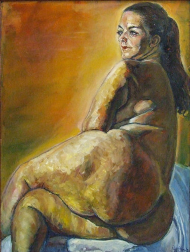 Painting titled "Naked Irja" by Raija Merilä, Original Artwork, Oil