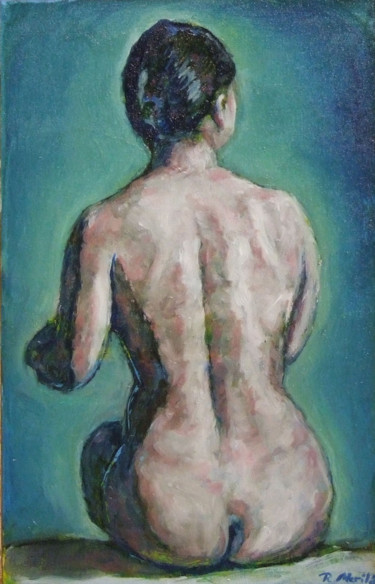 Painting titled "Blue" by Raija Merilä, Original Artwork, Oil