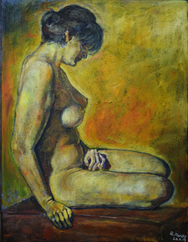Painting titled "Moment of Silence" by Raija Merilä, Original Artwork, Oil