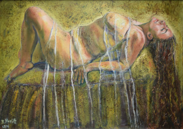 Painting titled "Sleeping Venus by R…" by Raija Merilä, Original Artwork, Oil