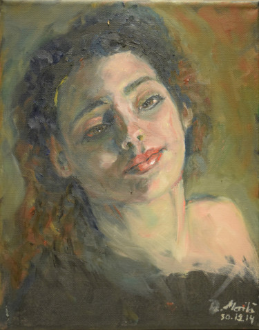 Malerei mit dem Titel "Nice Lady by Raija…" von Raija Merilä, Original-Kunstwerk, Öl