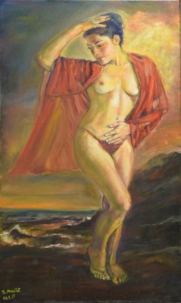 Malerei mit dem Titel "Venus from the sea" von Raija Merilä, Original-Kunstwerk, Öl