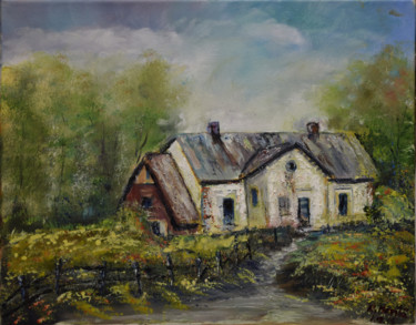 Pittura intitolato "Empty House from So…" da Raija Merilä, Opera d'arte originale, Olio