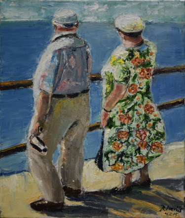 Painting titled "American Tourists V…" by Raija Merilä, Original Artwork, Oil